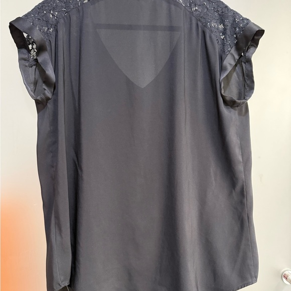 Express Charcoal Lace Accent Blouse - Picture 3 of 3